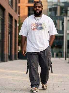 Vintage Akademiks White Tee with Multicolor Logo Graphic AKDMKS